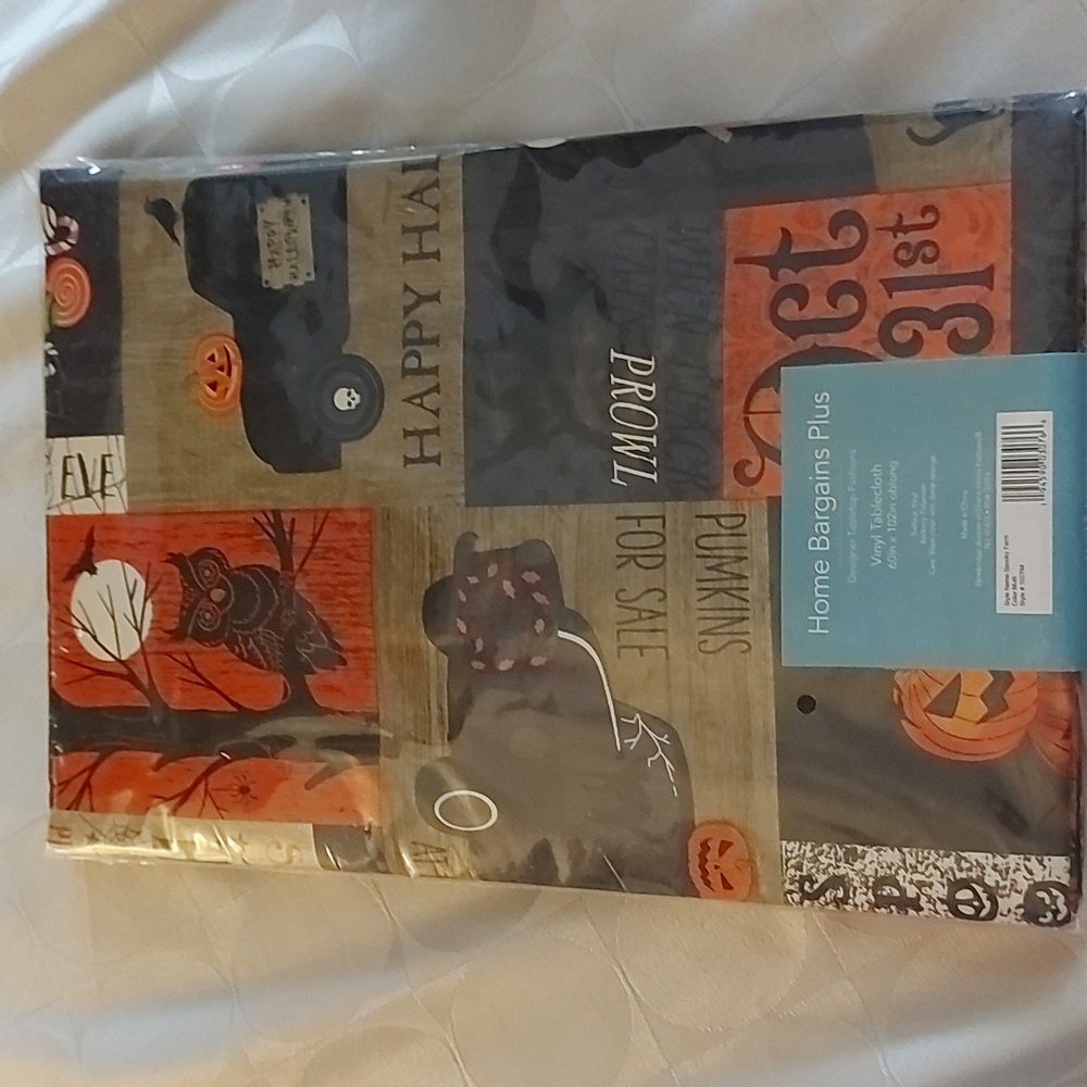 Spooky Farm Halloween Tablecloth - Black and Orange